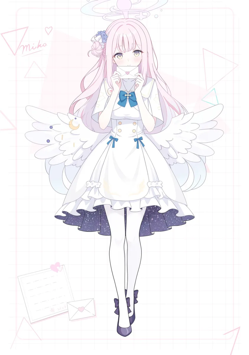 粉色系角色插画